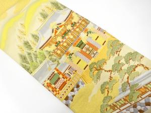 寺院風景模様織り出し　袋帯